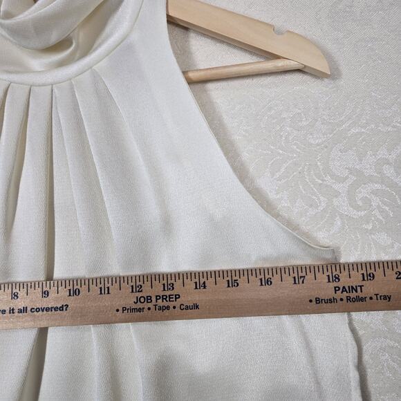 VTG Chaus Halter High Neck Top sz 10 Ivory Sleeveless Rhinestone Buttons - Picture 9 of 11